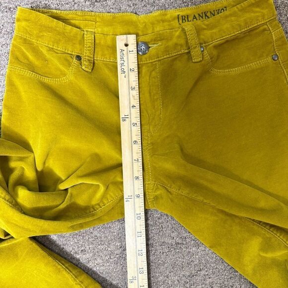Blank NYC Mustard Yellow Chartreuse or Gold Velvet Skinny Pants Soft Size 28 - Picture 7 of 9